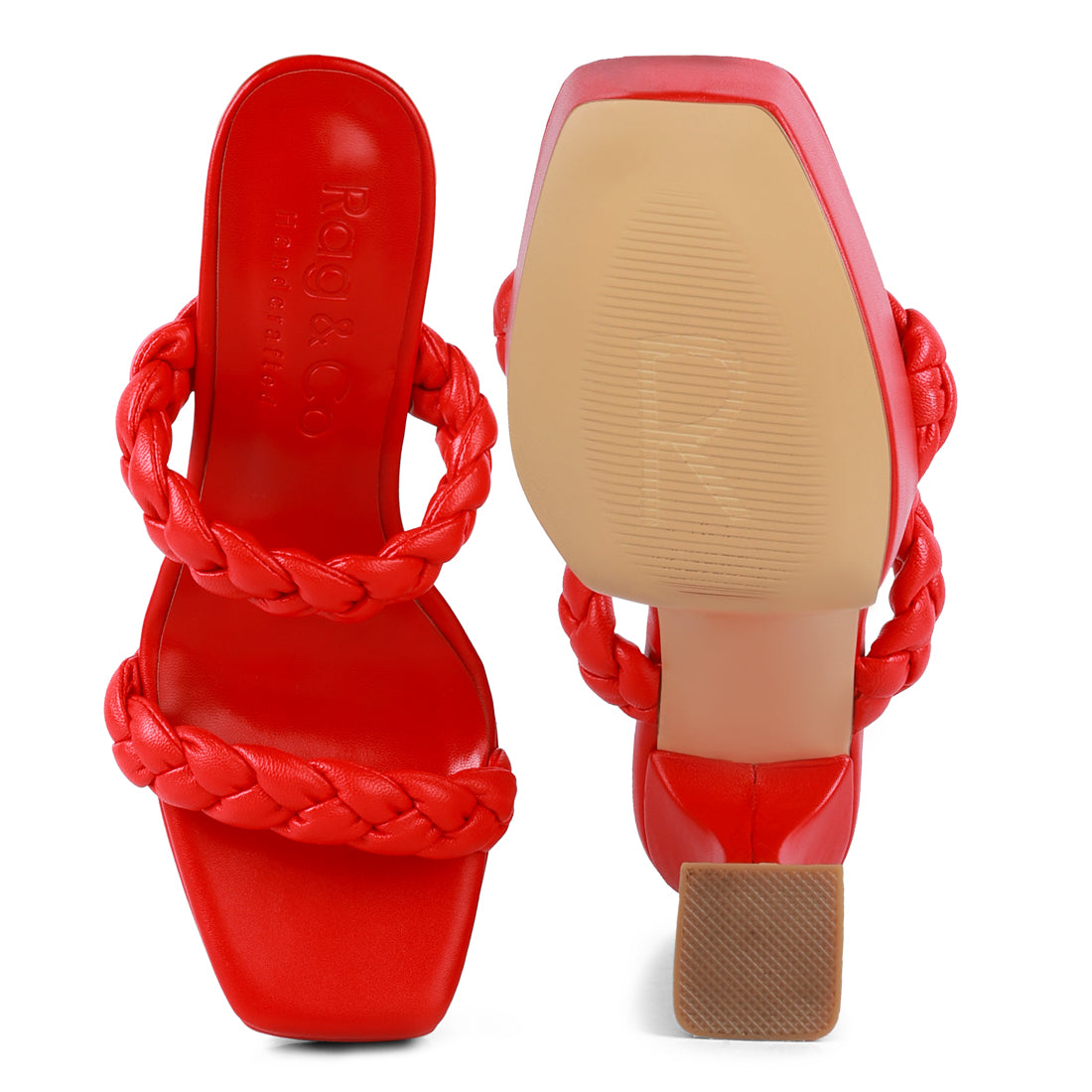 Red Braided High Heel Sandals