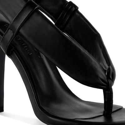 high heeled thong sandals#color_black