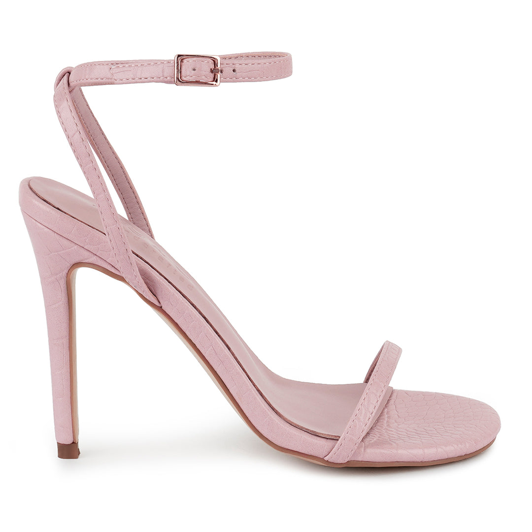 Pink White Croc High Heeled Sandal