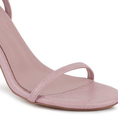 Pink White Croc High Heeled Sandal