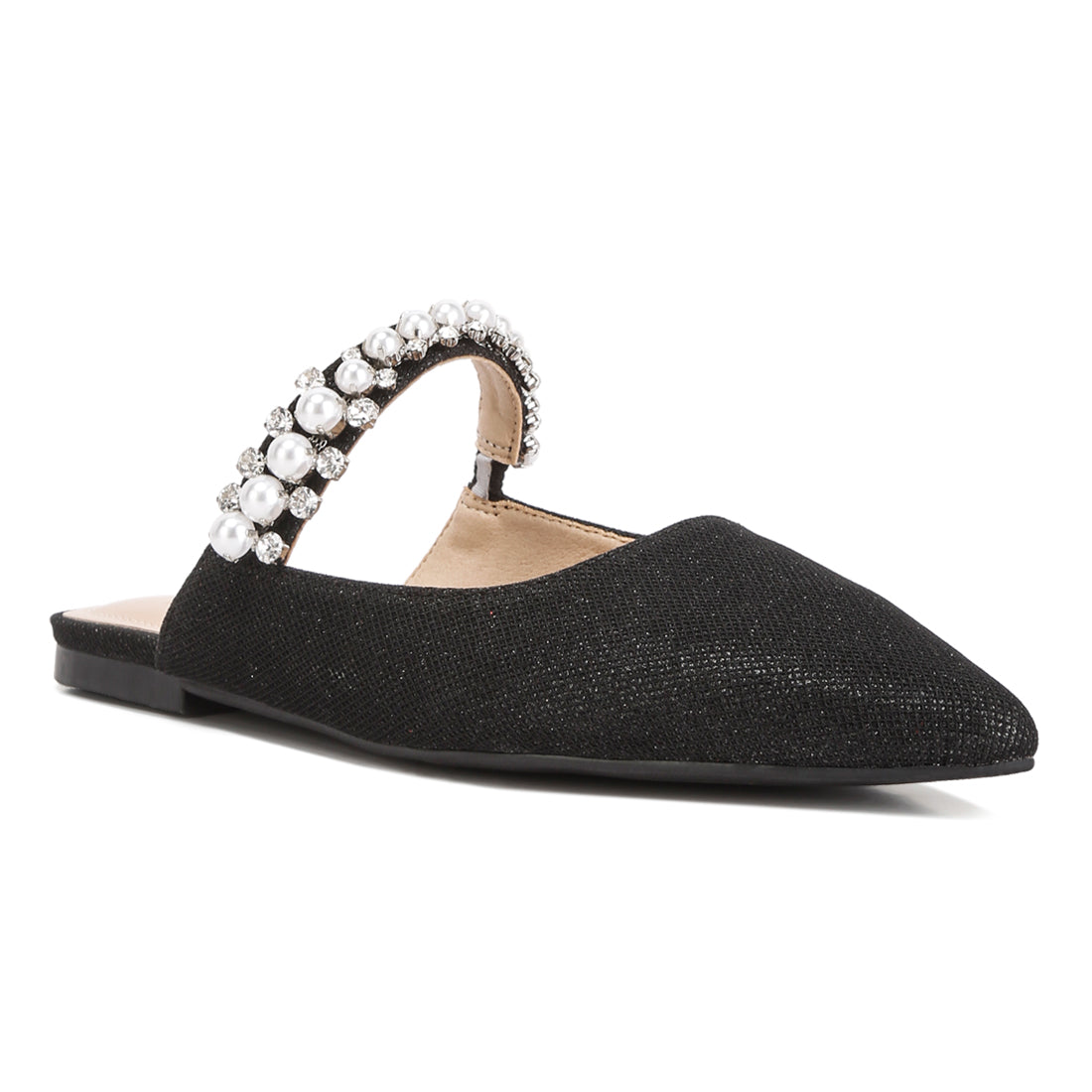 Mary Jane Cutout Embellished Mules In Black