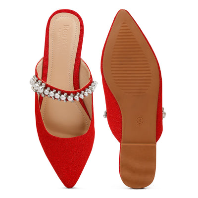 mary jane cut out embellished mules#color_red
