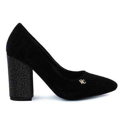 diamante block heeled pumps#color_black