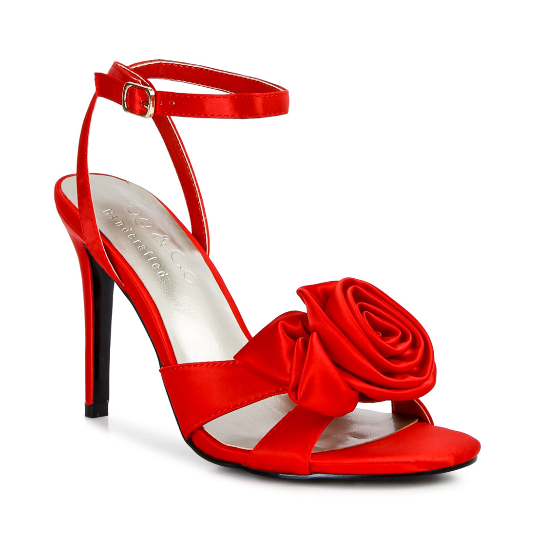 Buy Latest Rose Bow Satin Heeled Sandals In India Londonrag.In