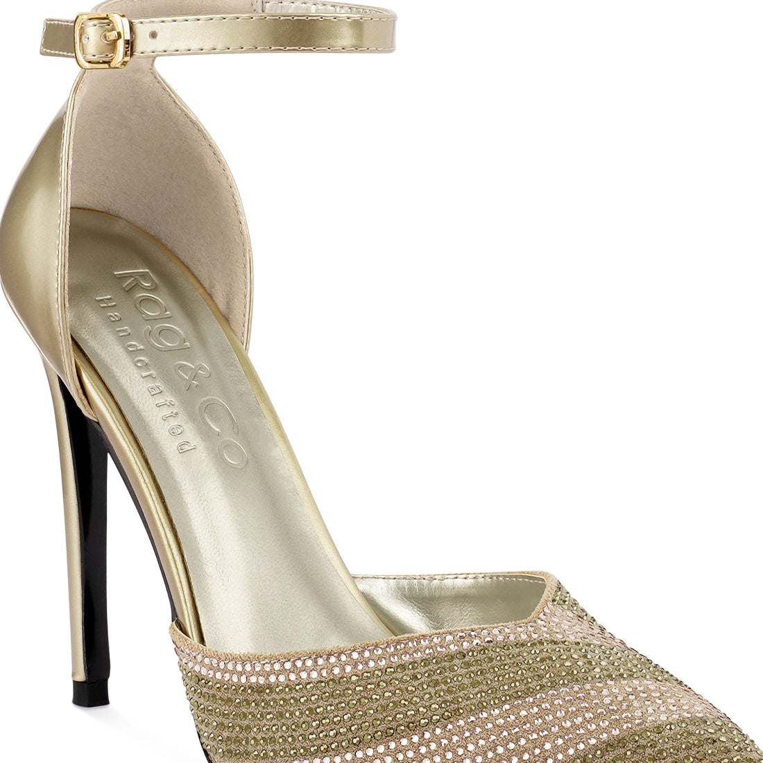 Gold High Heeled Diamante Sandals