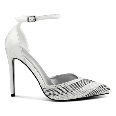 White High Heeled Diamante Sandals
