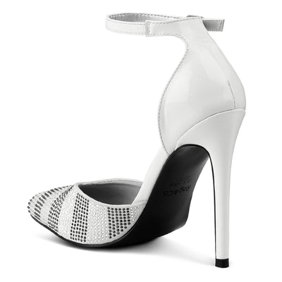 White High Heeled Diamante Sandals