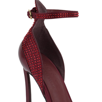 Pointed High Heel Party Sandals In Burgundy