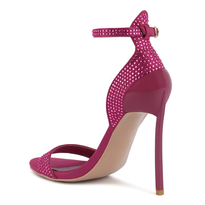 Pointed High Heel Party Sandals In Fuchsia