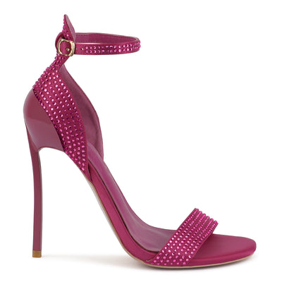 Pointed High Heel Party Sandals In Fuchsia