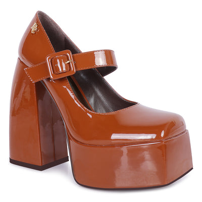 high platform heel mary jane sandals#color_tan