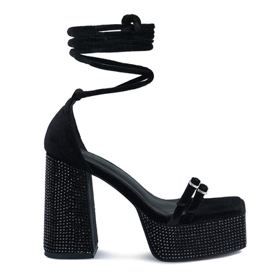 high platform diamante lace up sandals#color_black