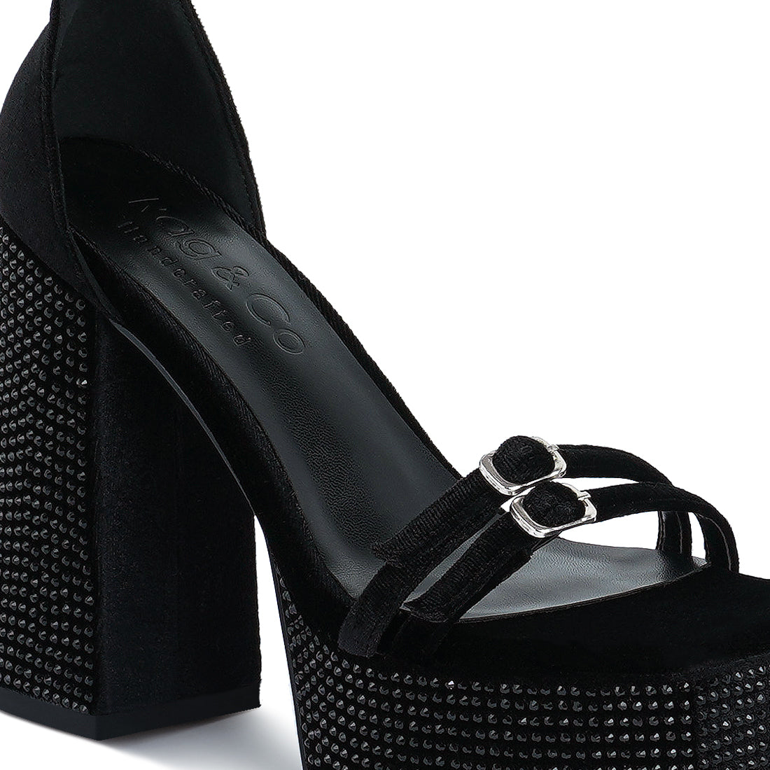 high platform diamante lace up sandals#color_black