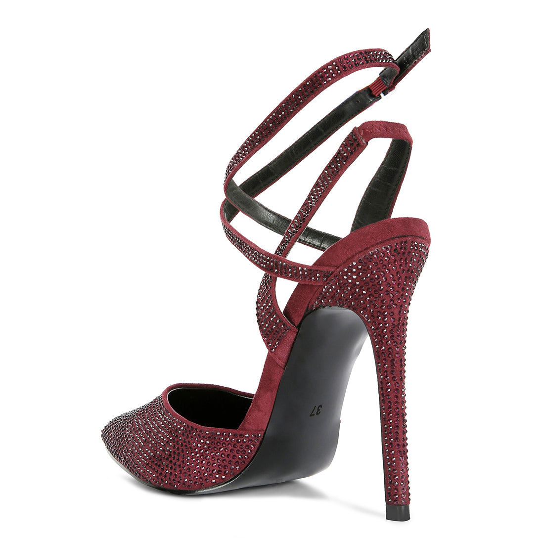 diamante studded high heeled sandal#color_burgundy