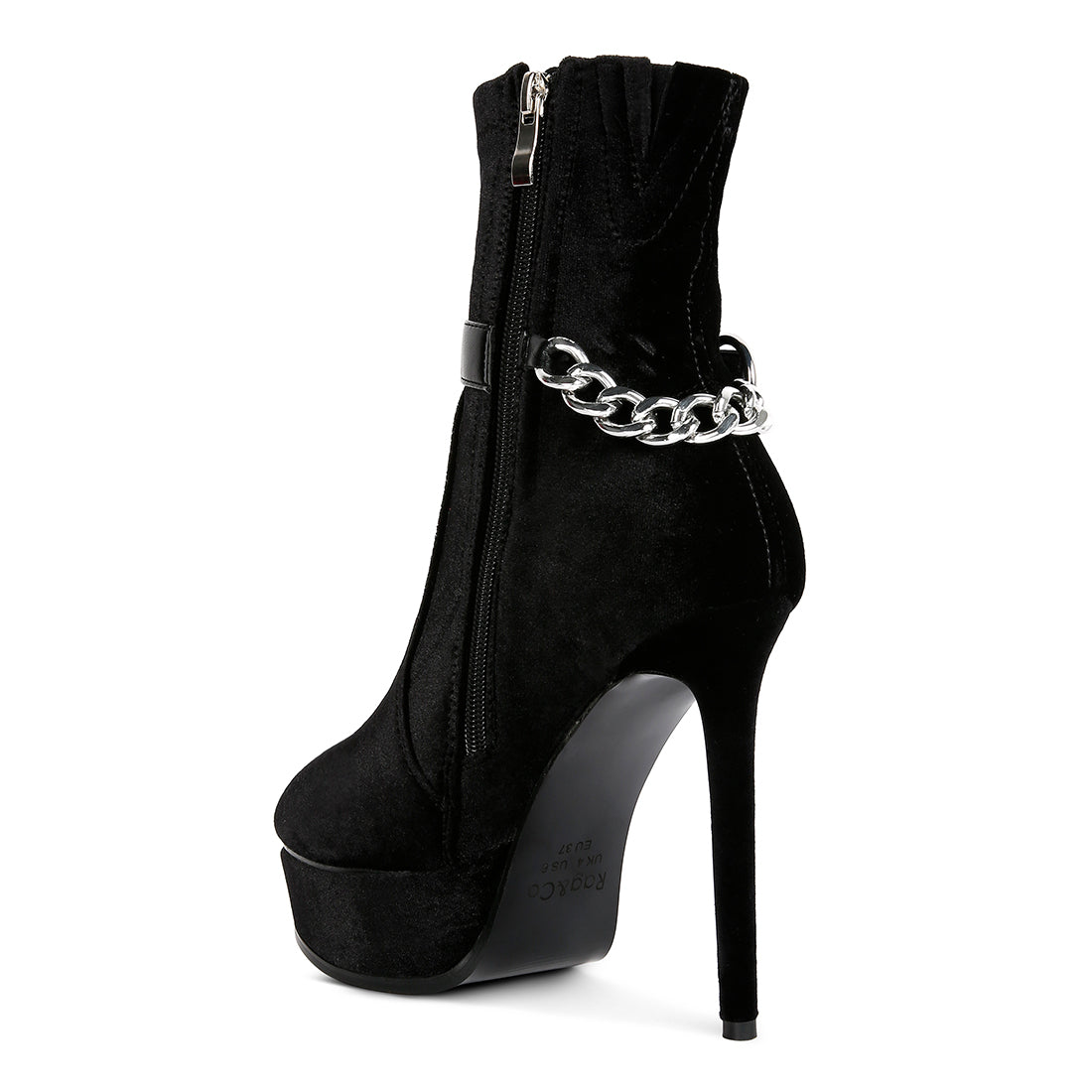 high platform velvet ankle boots#color_black