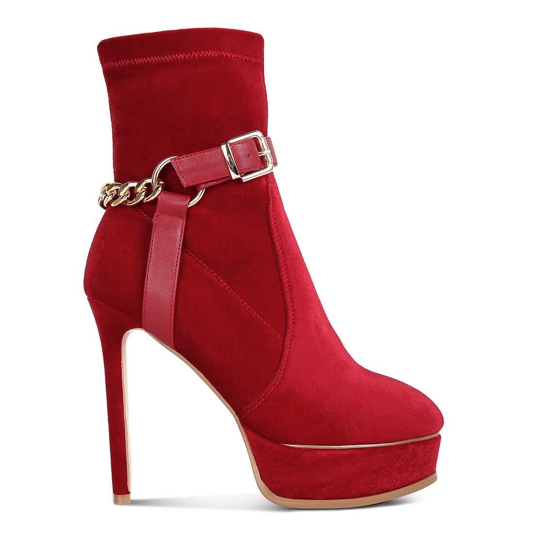 high platform velvet ankle boots#color_red