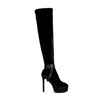 high platform heeled long boots#color_black