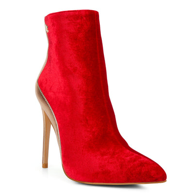 metallic highlight high heeled ankle boots#color_red