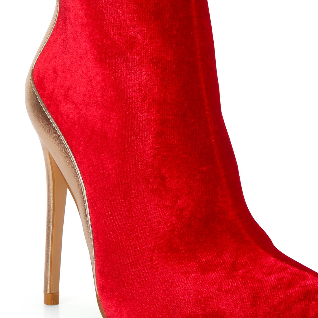 metallic highlight high heeled ankle boots#color_red