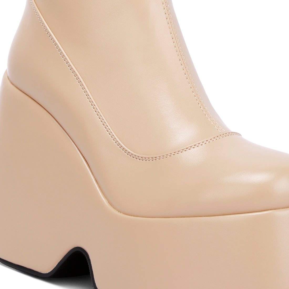 high platform ankle boots#color_beige