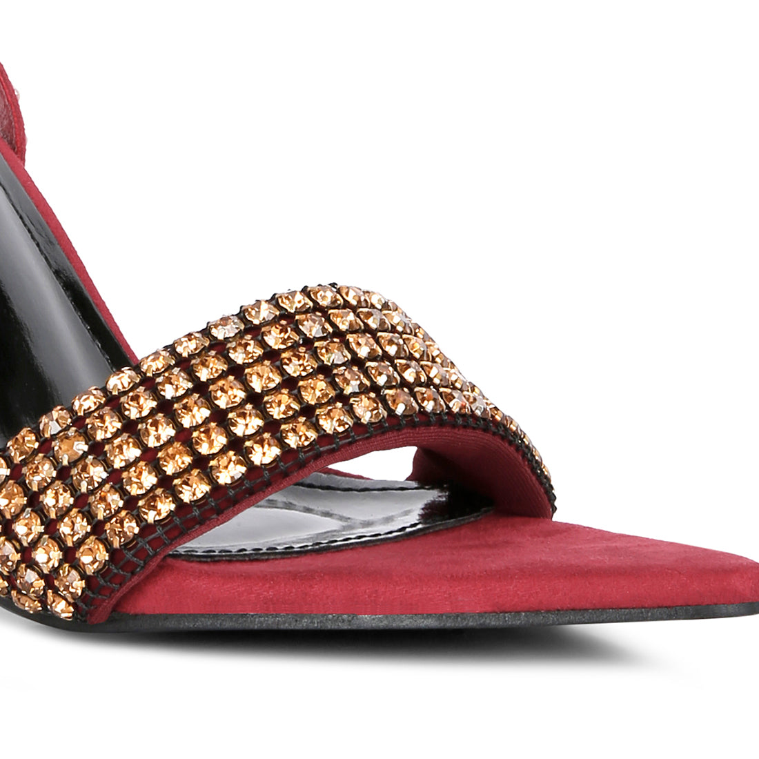 Burgundy High Heeled Diamante Sandals