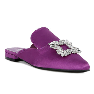 Diamante Jewel Mules In Purple
