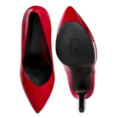 patent stiletto sandals#color_red