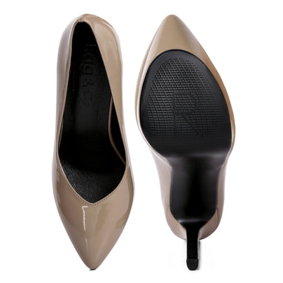 patent stiletto sandals#color_taupe
