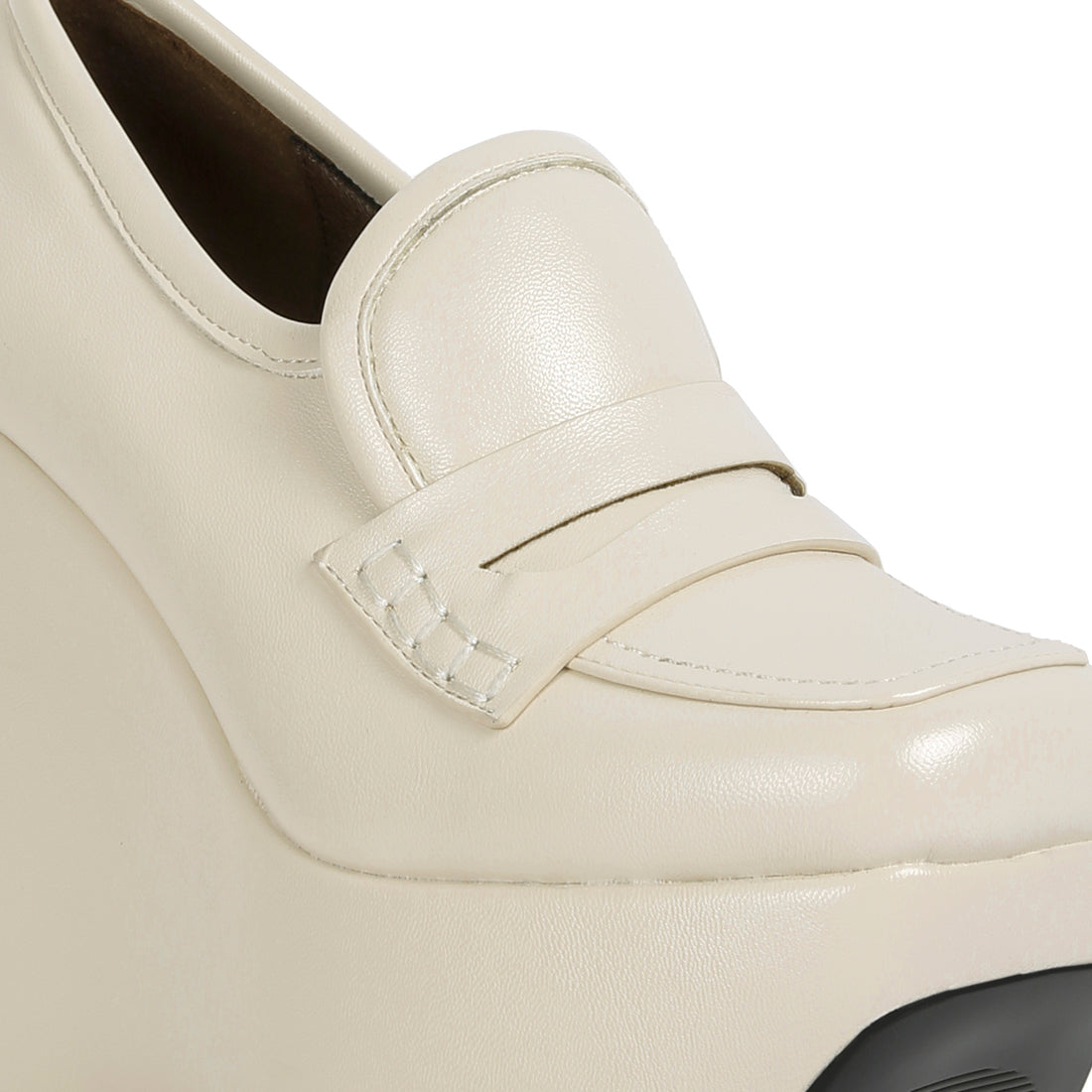 high platform wedge loafers#color_beige