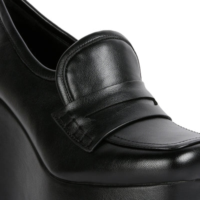 high platform wedge loafers#color_black