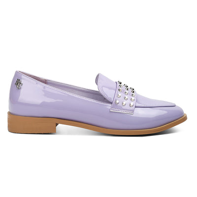 semicasual stud detail patent loafers#color_lilac