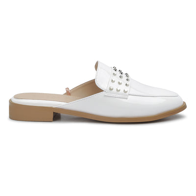 patent studded flat mules#color_white