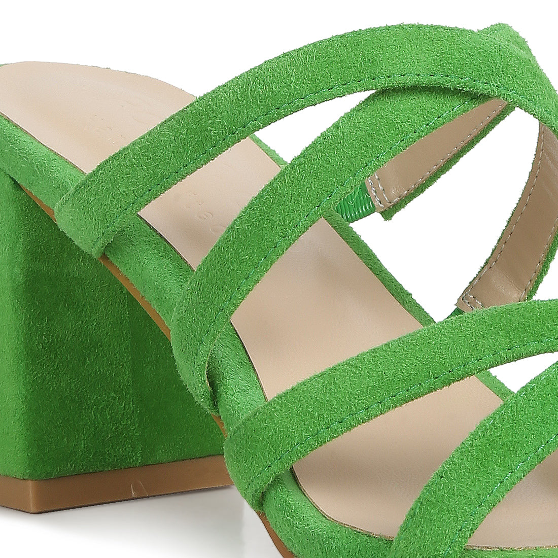 strappy casual block heel sandals#color_green