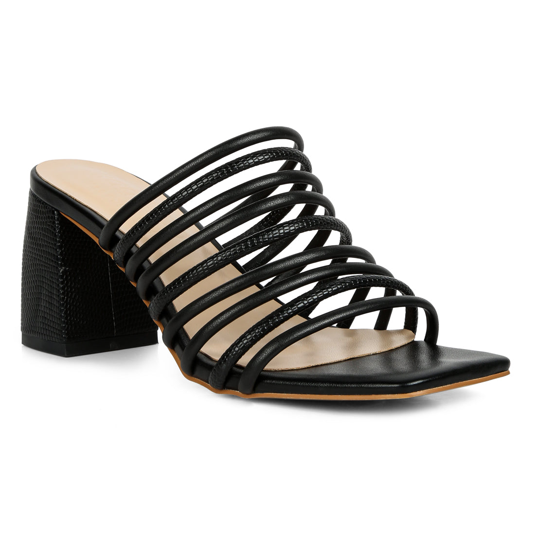 strappy slip on sandals#color_black