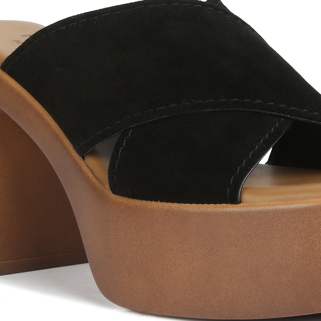 criss cross strap block heel sandals#color_black