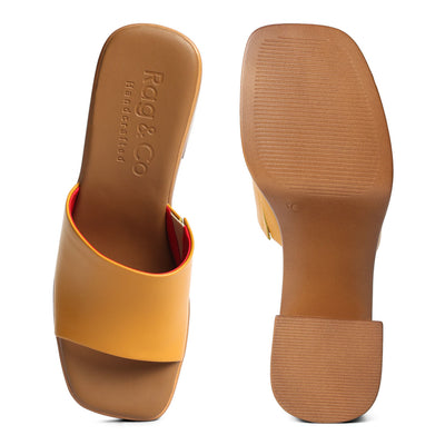 slip on block heel sandals#color_tan