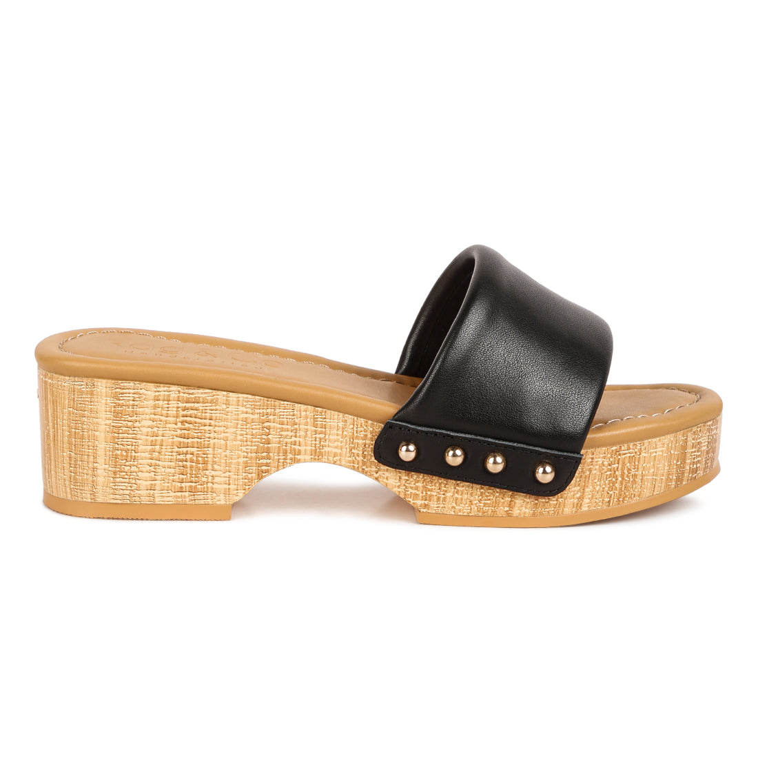 stud embellished wedge sandals#color_black