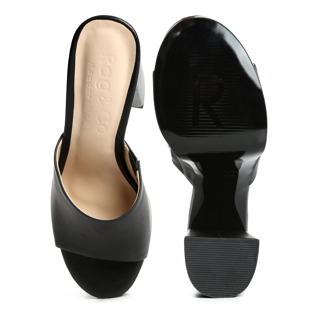 open toe high block heel sandals#color_black