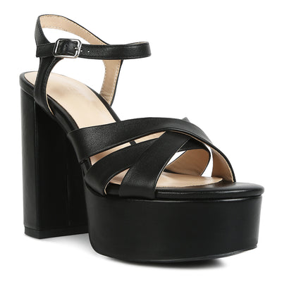 crosscross strap slim block heel sandals#color_black