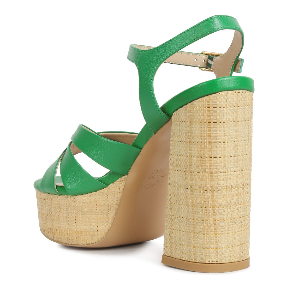 crosscross strap slim block heel sandals#color_green