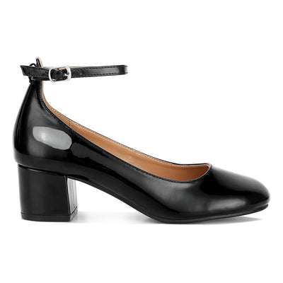 ankle strap low block heel sandals#color_black