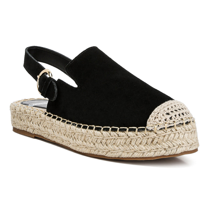 suede slingback strap espadrilles#color_black