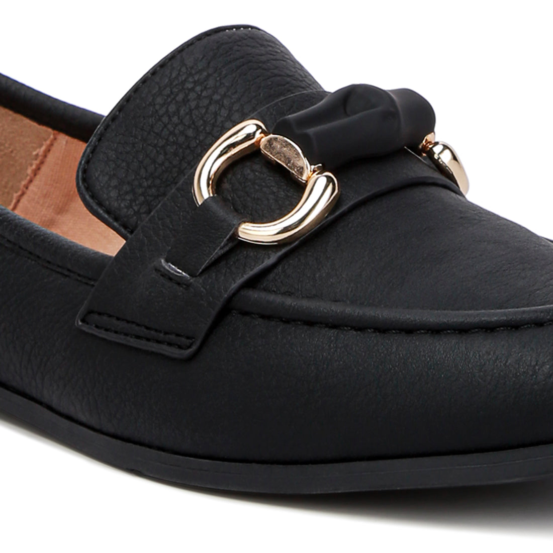 horsebit embellished loafers#color_black