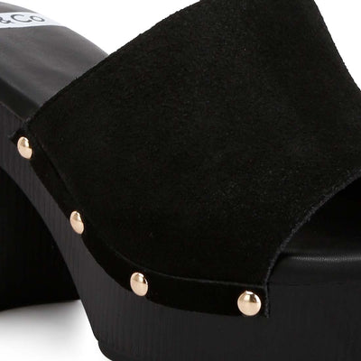 suede high block heel mules#color_black