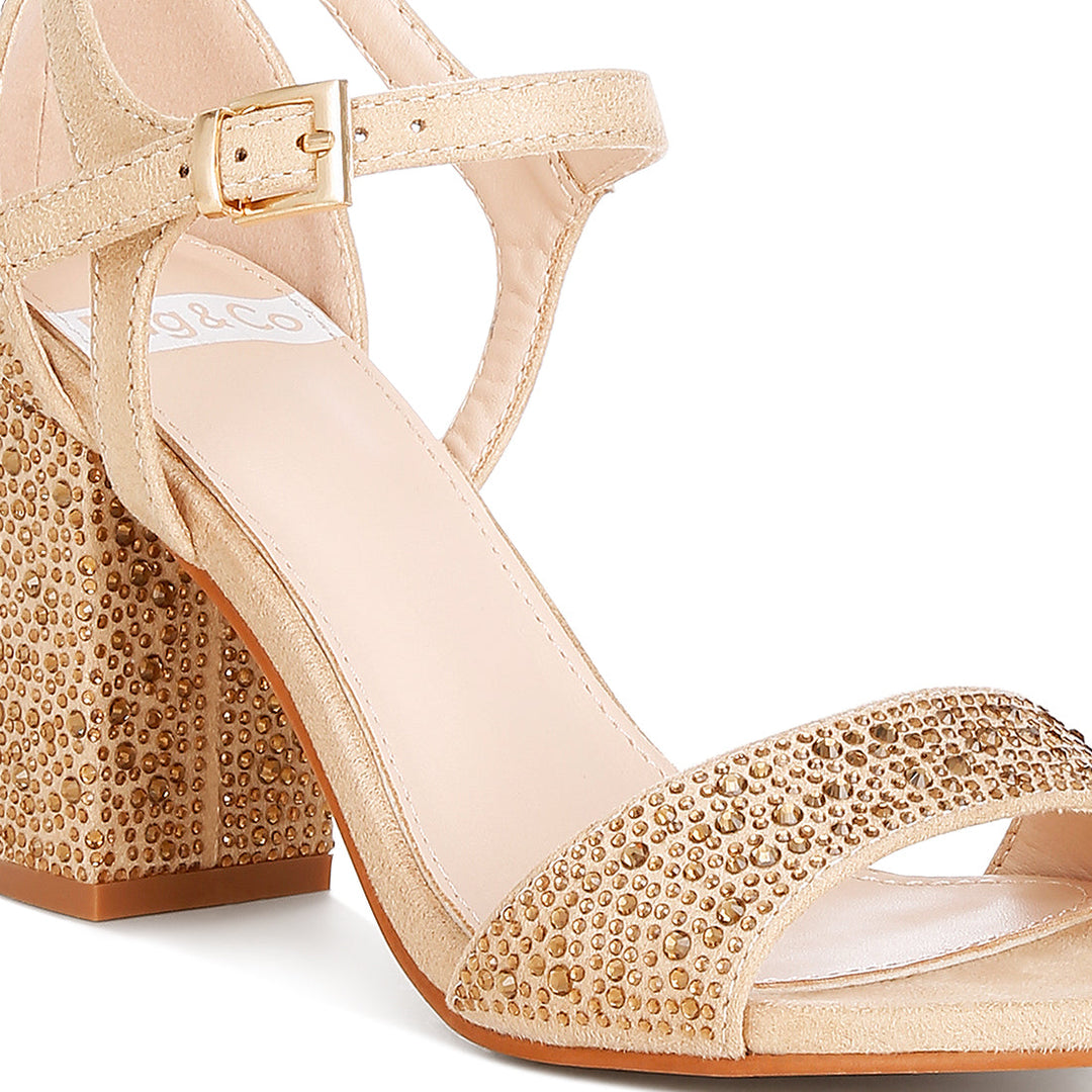 rhinestones embellished sandals#color_beige