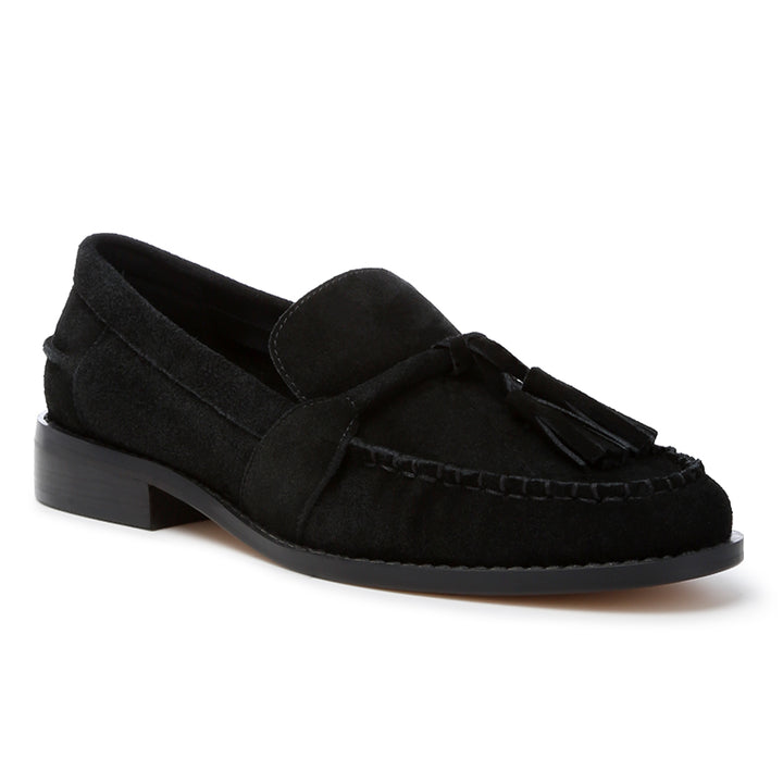 tassels detail suede loafers#color_black