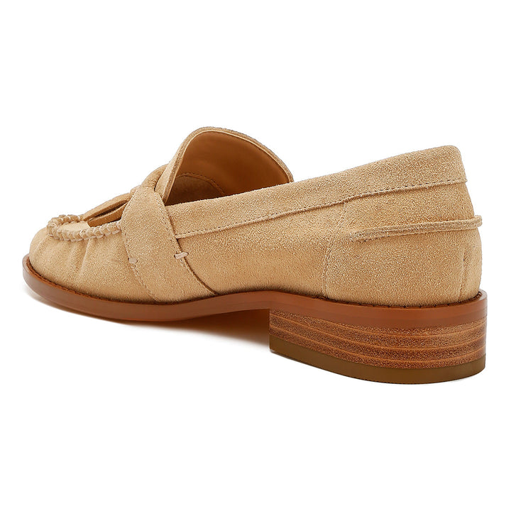 tassels detail suede loafers#color_beige