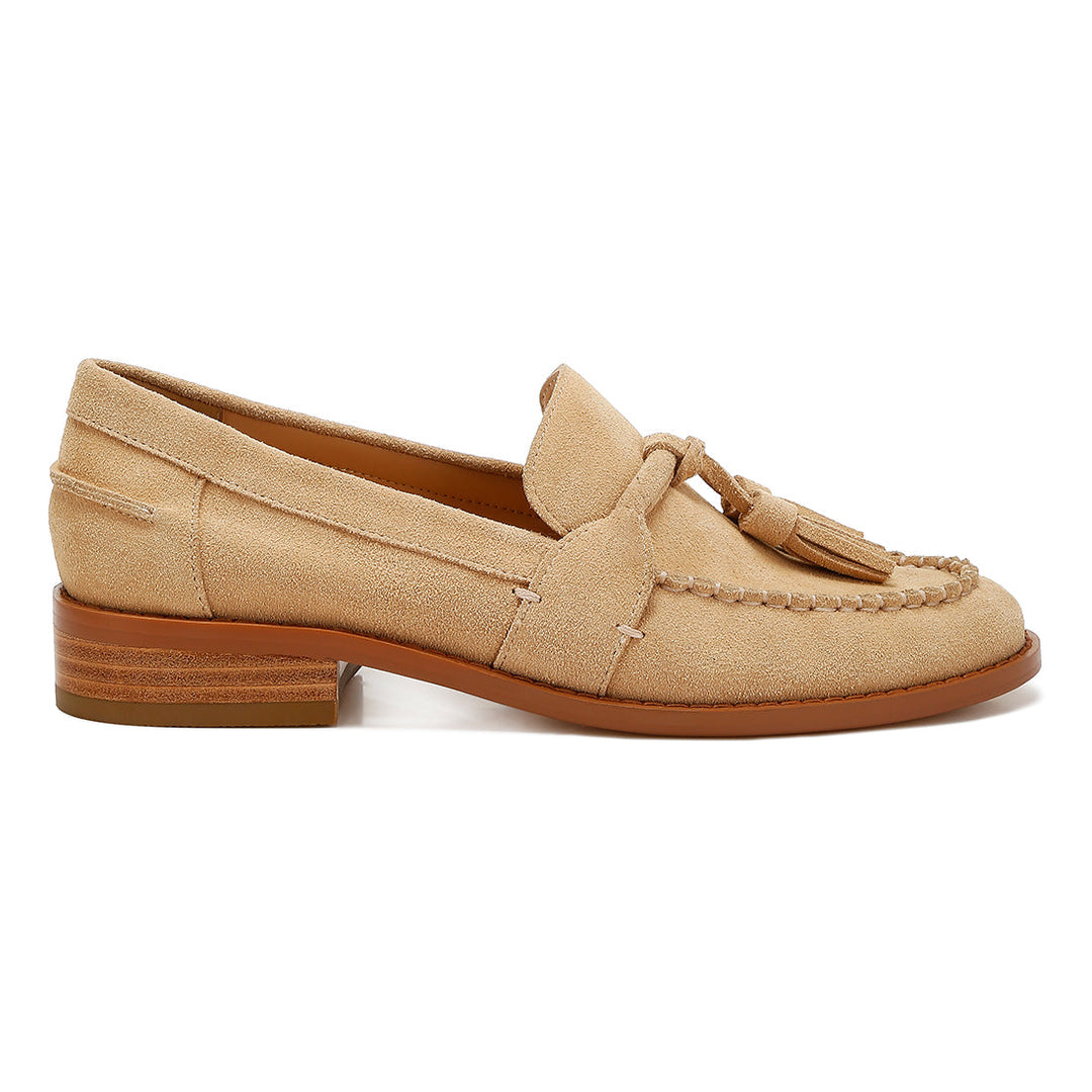 tassels detail suede loafers#color_beige