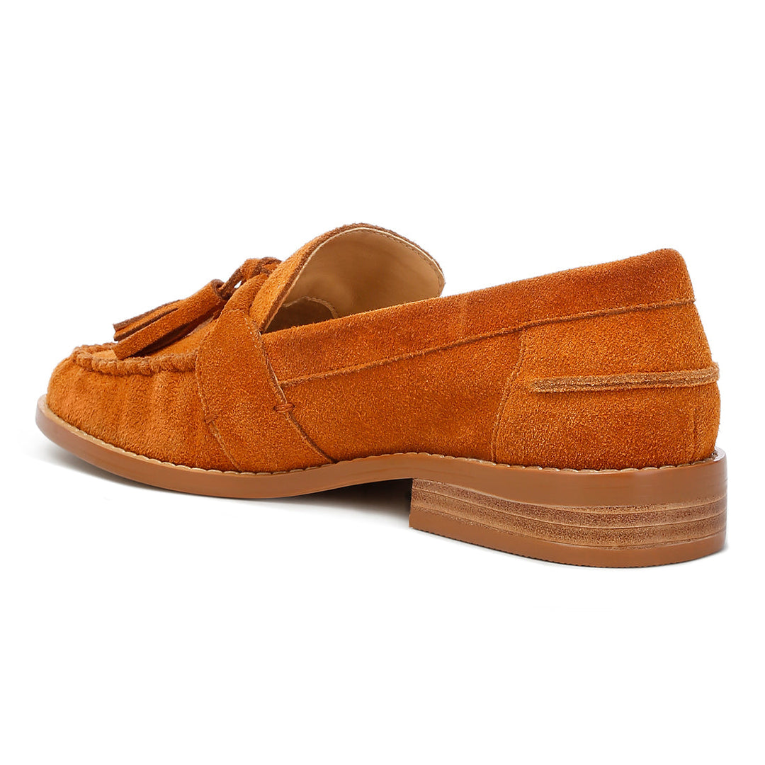 tassels detail suede loafers#color_tan