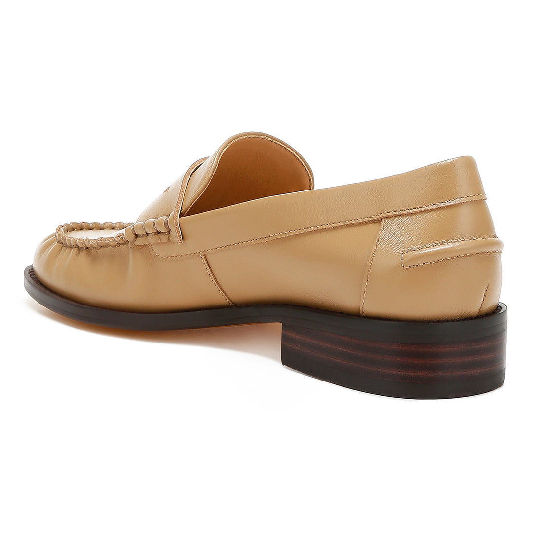 genuine leather loafers#color_beige